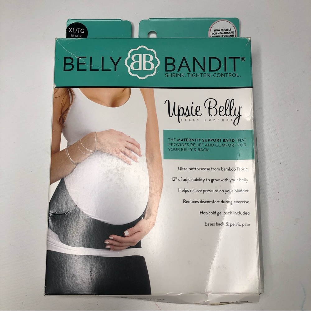 Belly Bandit Upsie Belly Pregnancy Support Band w/ Hot Cold Pack, Black, XL